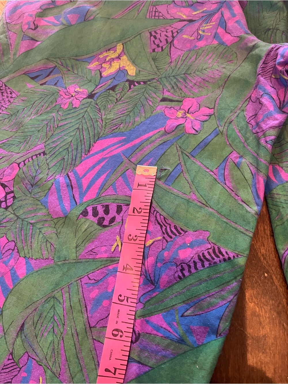 Rare Vintage Tropical Floral Jumpsuit in Green & Purple - Picture 10 of 11